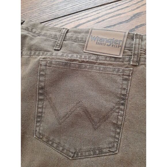 Good Used Condition Men's 42x30 Night Brown Wrangler Rugged Wear Thermal Pants - Picture 5 of 7